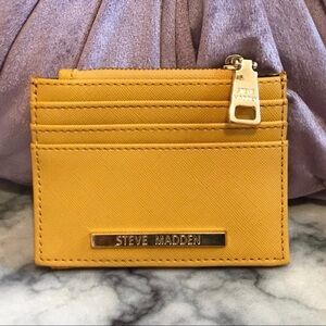 Steve Madden Mustard Card Holder with Gold Accents